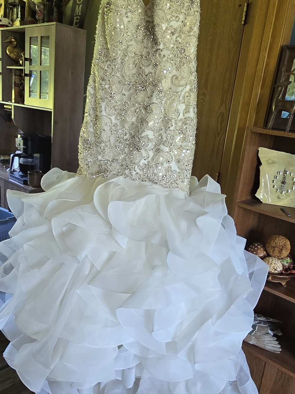 Beaded Mermaid Wedding Dress with Ruffled Skirt
